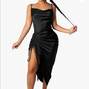 Satin black cocktail dress!